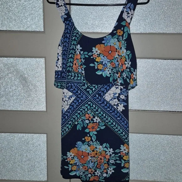 Maeve Navy Floral Mini Tunic Dress - Picture 1 of 7